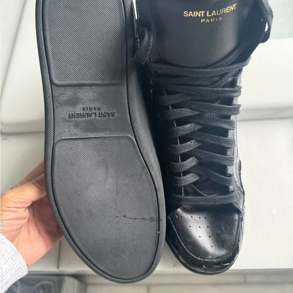 Saint Laurent Black Leather Sneakers - Picture 4 of 5